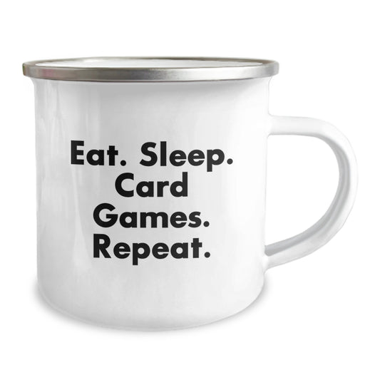 Funny Card Games Camping Mug for Men, Gifts from Friends, Unique Birthday Unique Gifts, Eat. Sleep. Card Games. Repeat. Fun - Image 2