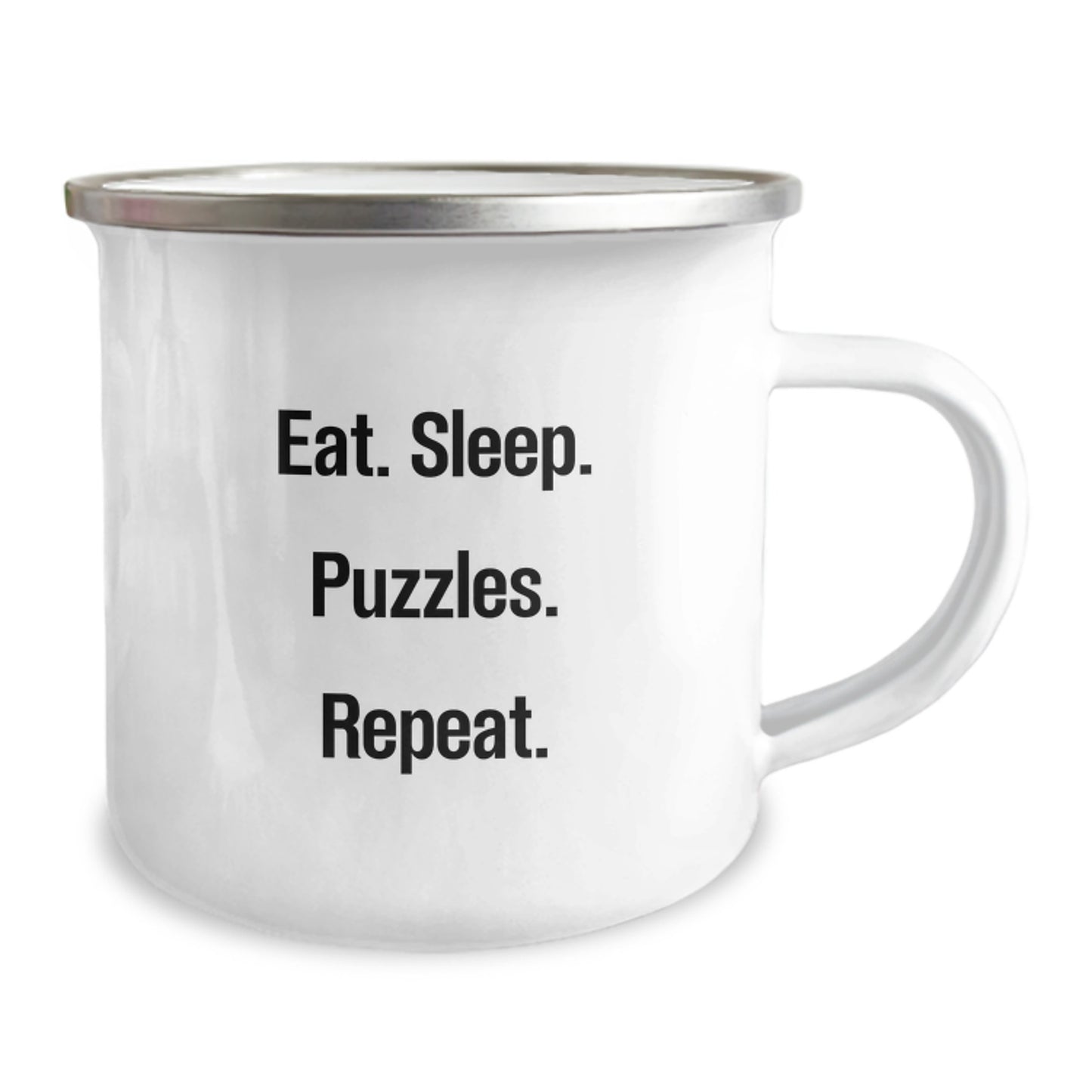 Funny Puzzles Gifts for Men from Friends and Family on Valentine's - Camping Mug with Eat. Sleep. Puzzles. Repeat. Quote - Image 2