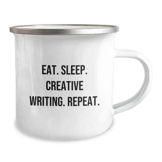 Creative Writing Lover's Funny Camping Mug for Valentine's Gifts from Friends to Family, Eat Sleep Write Repeat - Image 2