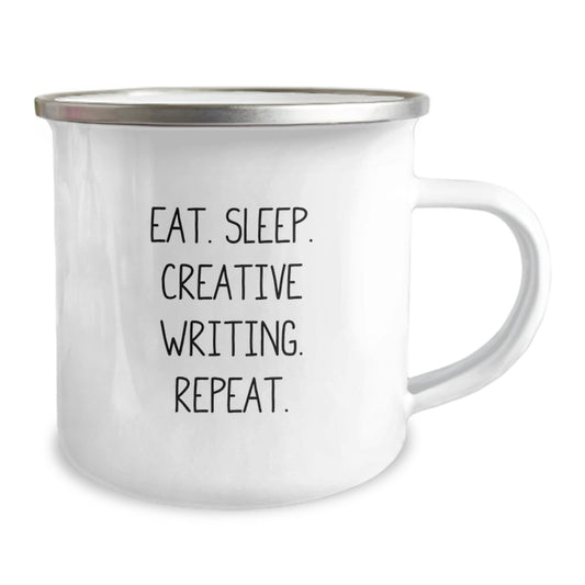 Funny Creative Writing Gifts from Men to Women, Camping Mug - Eat. Sleep. Creative Writing. Repeat. - Image 2