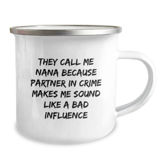 Funny Gifts for Nana, Partner in Crime Camping Mug, Best Nana Birthday Unique Gifts from Friends and Family - Image 2