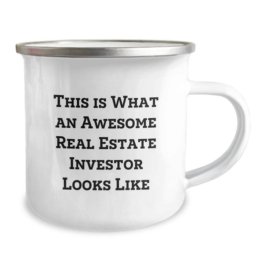 Funny Real Estate Investor Birthday Unique Gifts for Him Gifts from Men - This Is What An Awesome Real Estate Investor Looks Like Camping Mug - Image 2