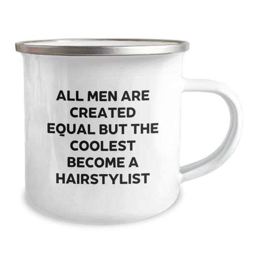 Funny Quote Gifts from Men for Hairstylist Mother's Day Unique Camping Mug with Enamel Finish - Image 2
