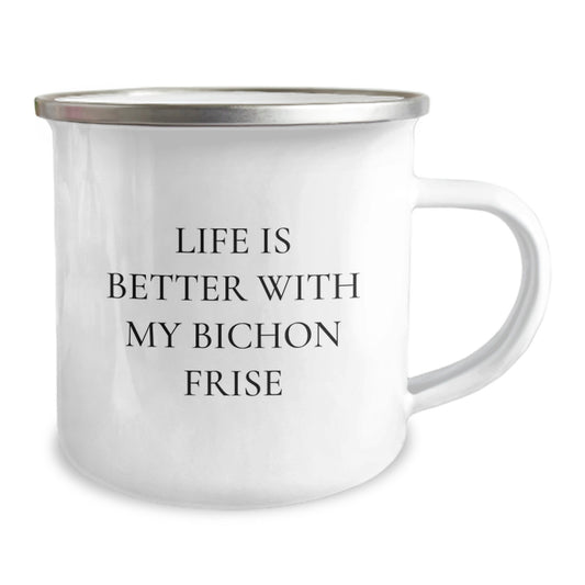 Unique Bichon Frise Dog Lover Camping Mug, Funny Quote 'Life Is Better With My Bichon Frise', Valentine's Unique Gifts from Family, Friends, or Men to Women - Image 2