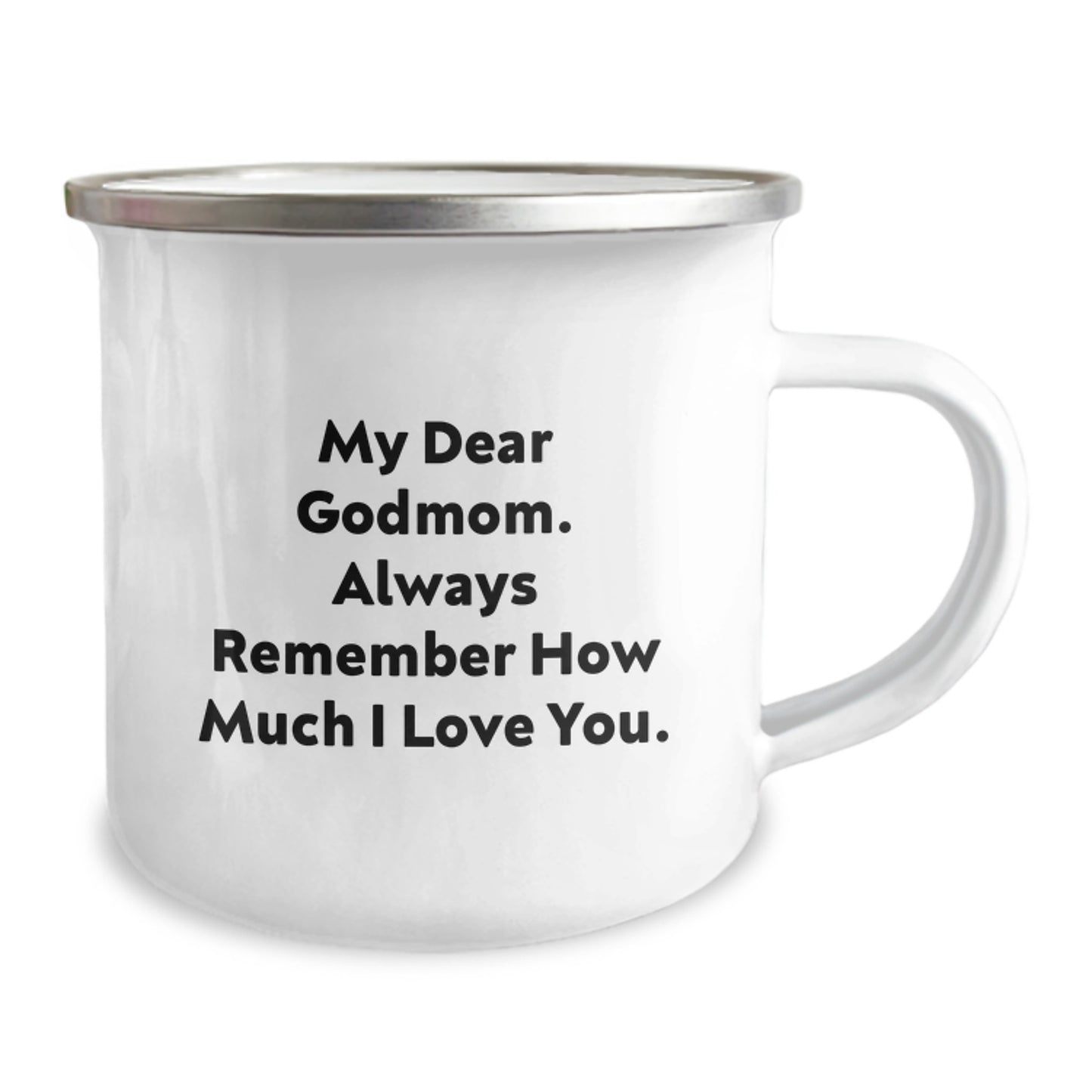 Godmom Keepsake Camping Mug Birthday Gift for Him Heartfelt Enamel 12oz - Image 2