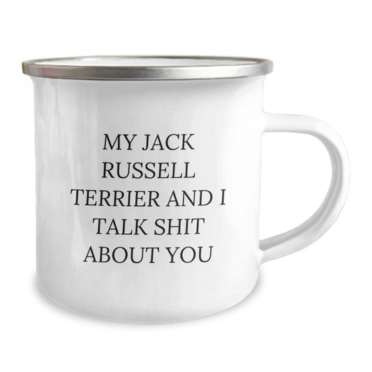 Funny Jack Russell Terrier Dog Gifts for Him, Unique Camping Mug for Graduation - 'My Jack Russell Terrier And I Talk Shit About You' Gifts from Friends, Family, or Coworkers - Image 2