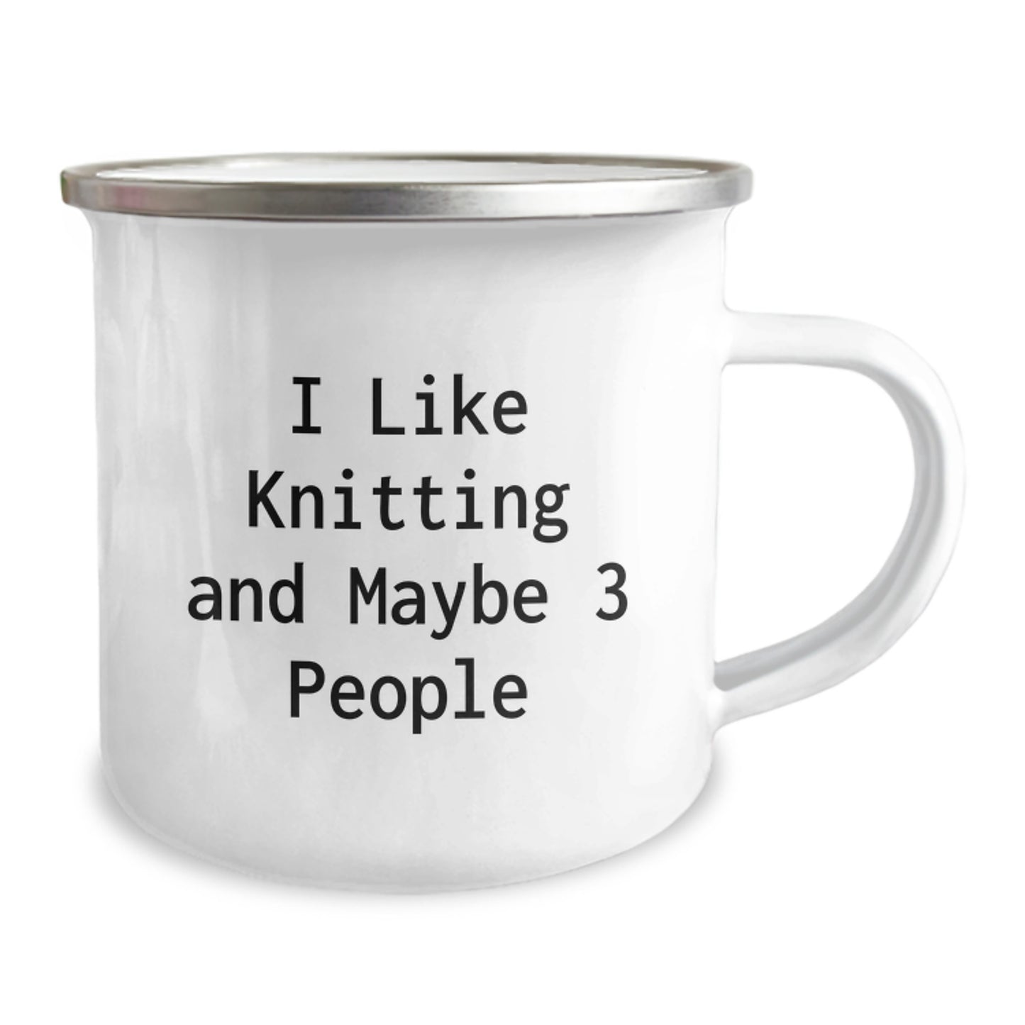 Knitting Keepsake Camping Mug for Him Birthday Gift with Enamel Finish - Image 2
