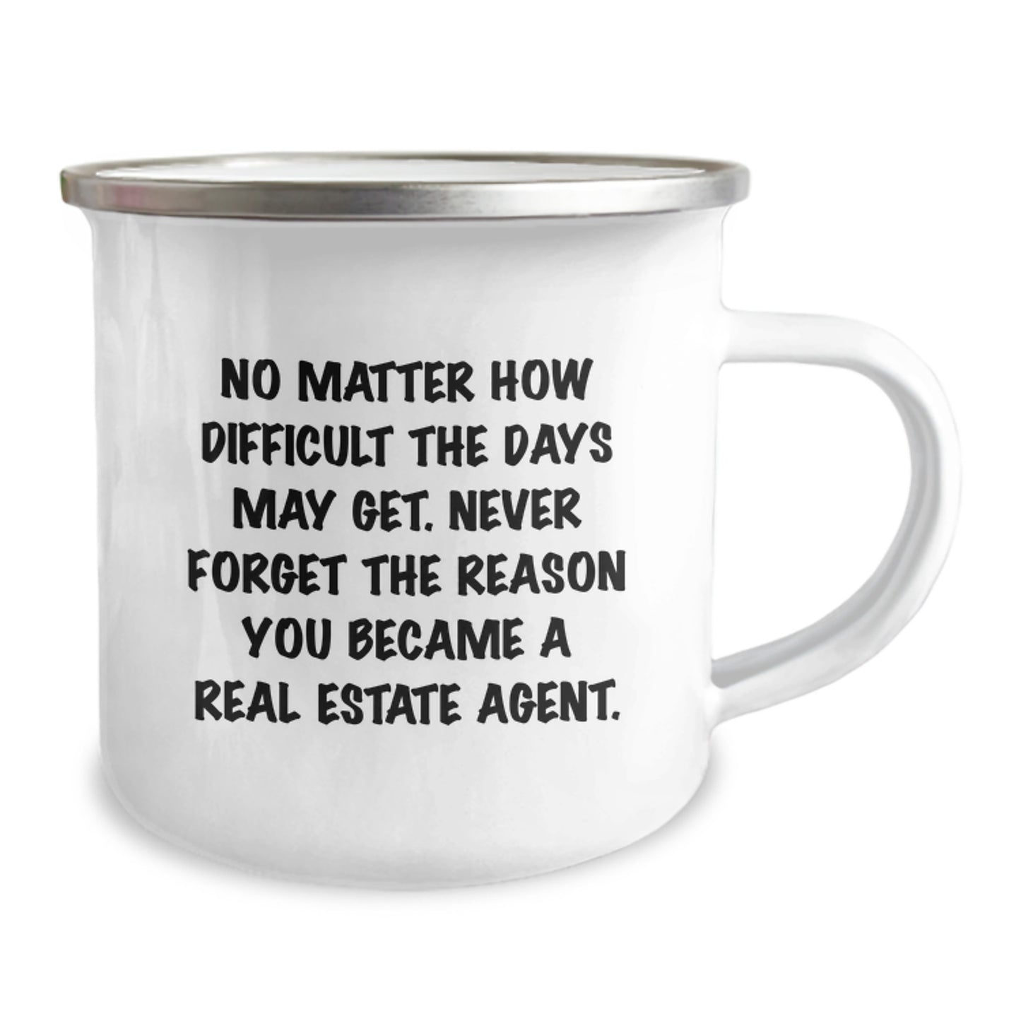 Inspirational Gifts from Family to Real Estate Agent, Funny Graduation Unique Gifts with Camping Mug, No Matter How Difficult The Days May Get - Real Estate Agent Mug for Him - Image 2
