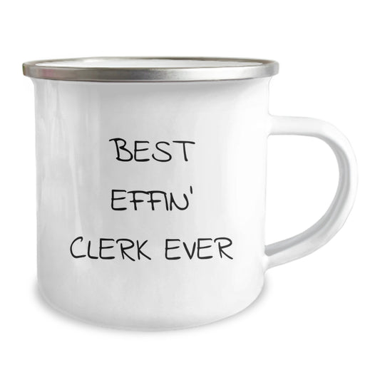 Cute Clerk Gifts from Friends, Best Effin' Clerk Ever Camping Mug for Valentine's Unique Gifts - Image 2