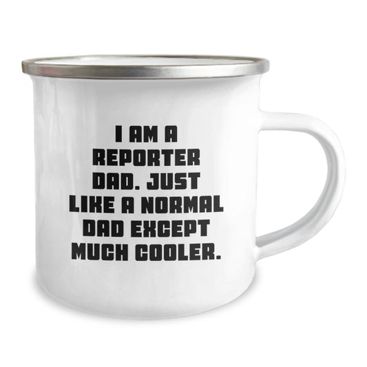 Funny Reporter Dad Gifts from Men to Their Little Reporter on Valentine's Unique Camping Mug - Image 2