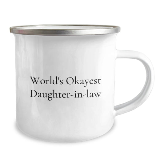 Funny Daughter-in-law Gifts for Birthday, World's Okayest Daughter-in-law Camping Mug, Gifts from Men to Daughter-in-law - Image 2