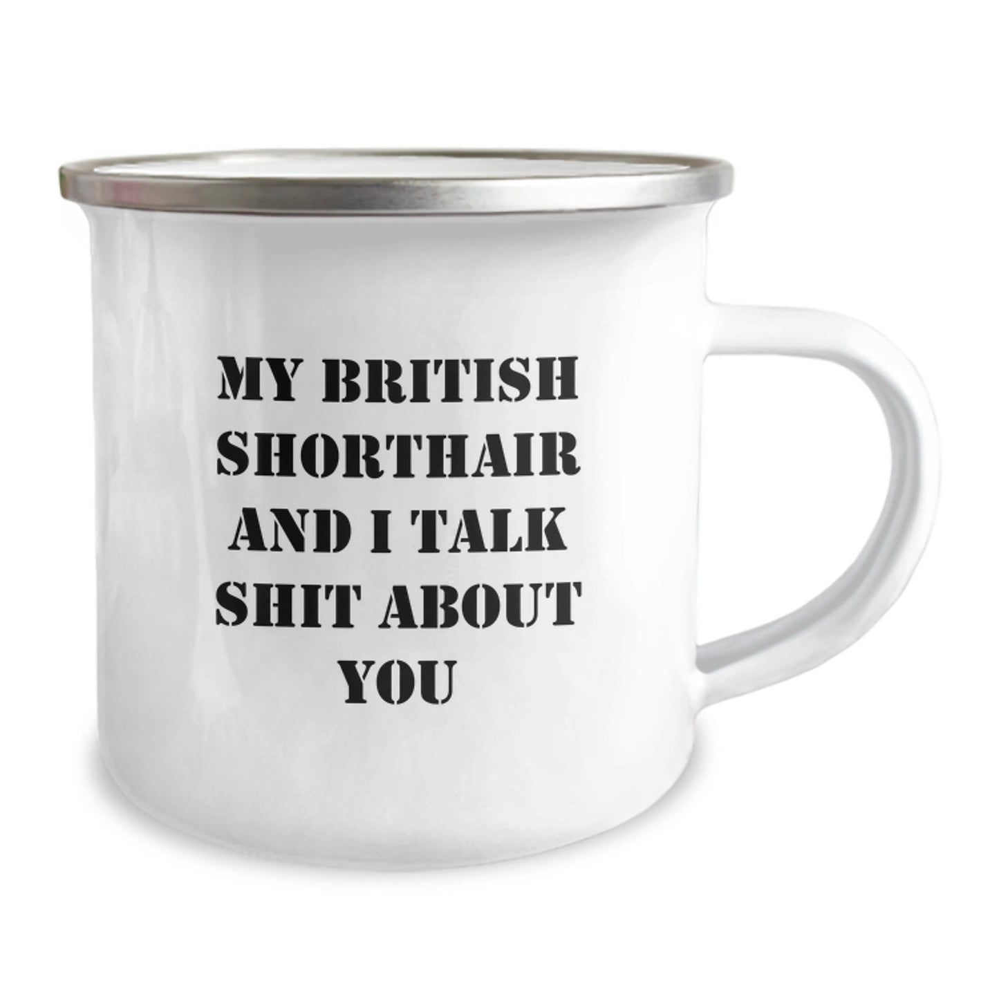 Funny British Shorthair Cat Gifts for Men - My British Shorthair And I Talk Shit About You British Shorthair Cat Camping Mug Gifts from Friends for Graduation - Image 2