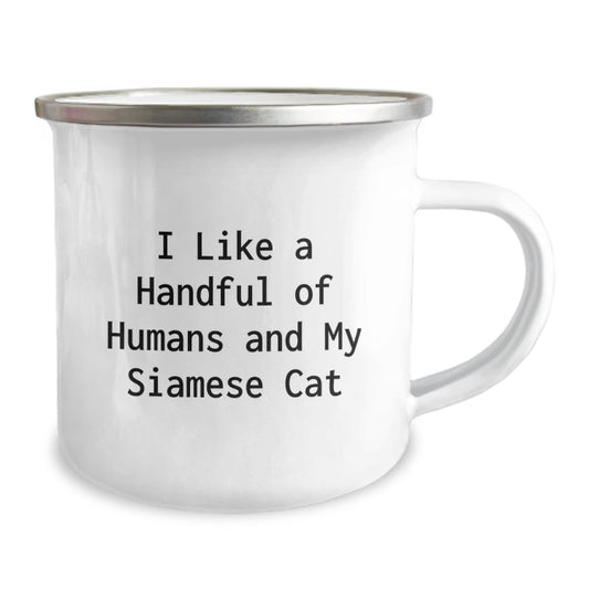 Funny Siamese Cat Lover's Camping Mug Gifts for Birthday, I Like A Handful Of Humans And My Siamese Cat - Cute Siamese Cat Gifts for Men Women Friends Family - Image 2