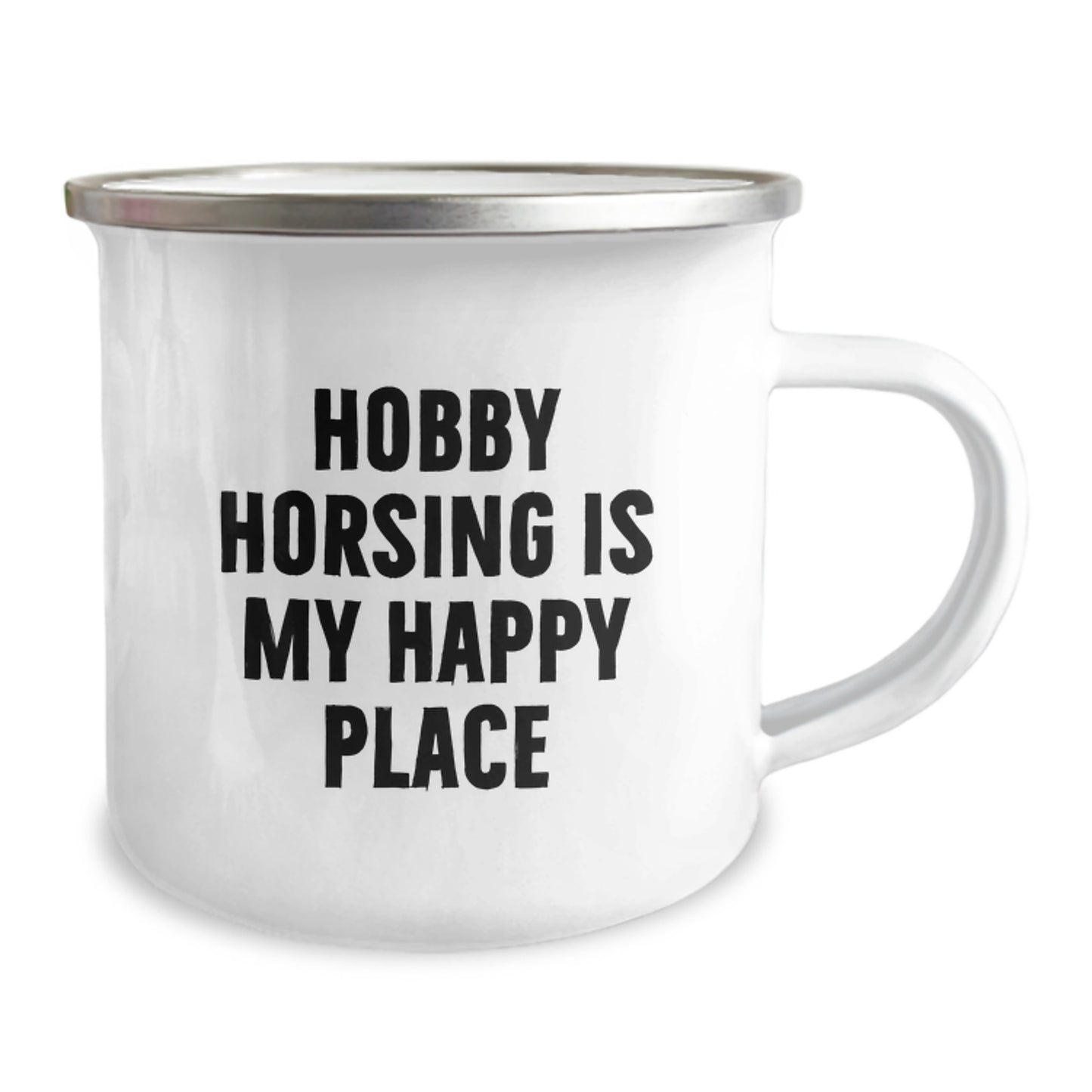 Hobby Horsing Enthusiast Gifts - Funny Quote 'Hobby Horsing Is My Happy Place' Stainless Steel Camping Mug for Dad, Men, Family, Friends - Image 2