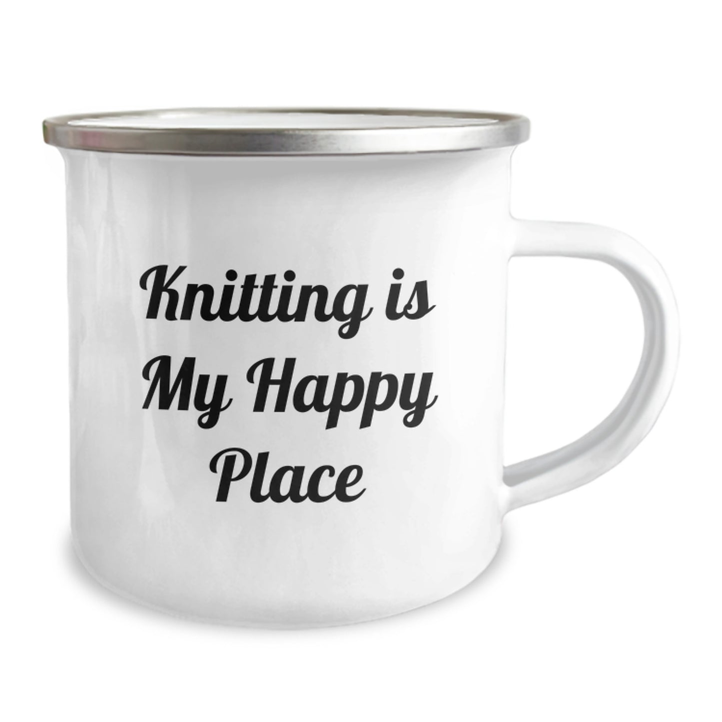 Knitting Enthusiast Gifts for Him Her from Family Friends Unique Graduation Camping Mug with Funny Quote Knitting Is My Happy Place - Image 2