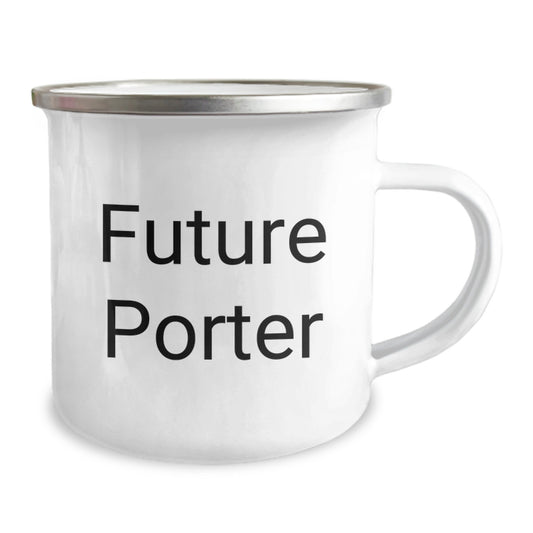 Unique Gifts for Porter, Funny 'Future Porter' Camping Mug for Birthday, Enamel Finish Stainless Steel Gifts from Family - Image 2