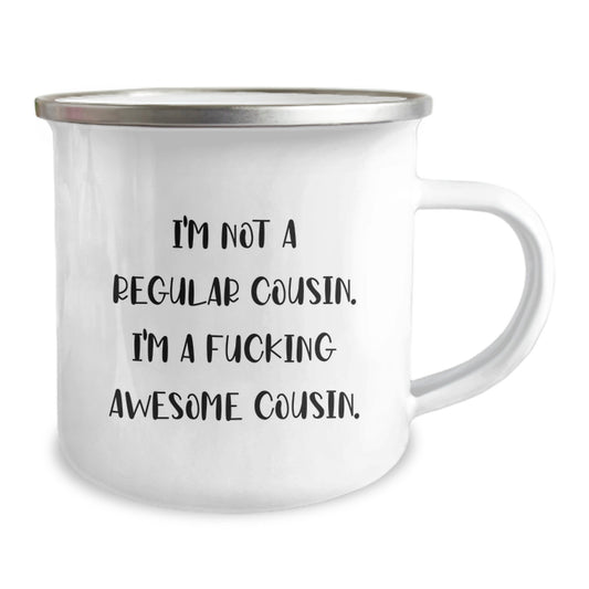 Funny Cousin Gifts from Men - Gifts for Awesome Cousin - Birthday Unique Gifts, Camping Mug, I'm Not A Regular Cousin Mugs - Awesome Cousin Quote - Image 2