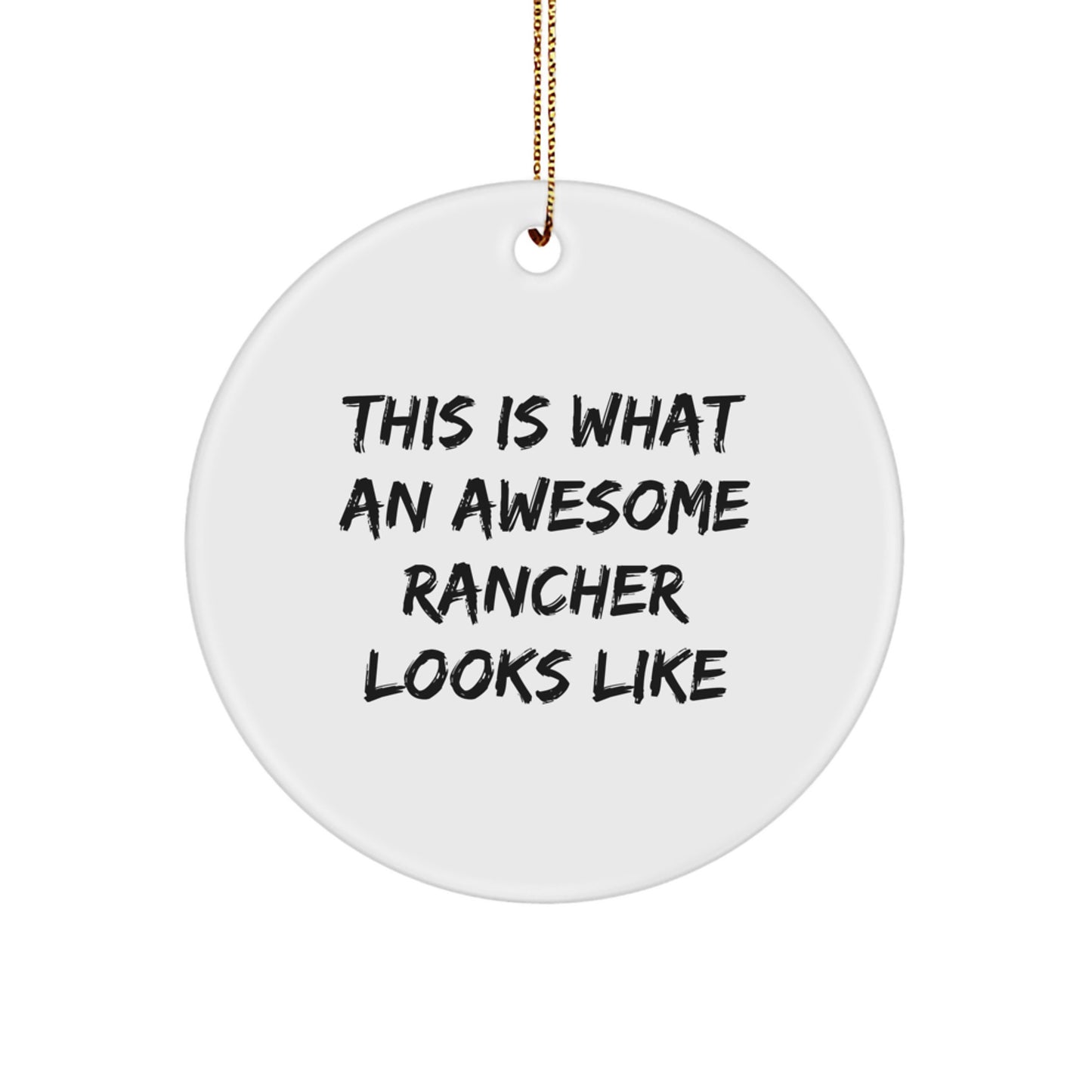 Funny Rancher Gifts for Men, Inspirational Circle Ornaments with This Is What An Awesome Rancher Looks Like Quote, Christmas Unique Gifts from Friends - Image 1