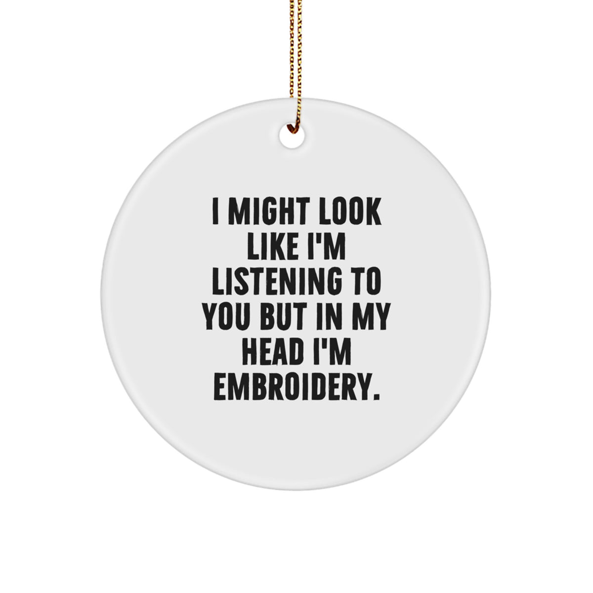 Playful Embroidery Circle Ornament Gift for Friends – Novelty Christmas - Image 1