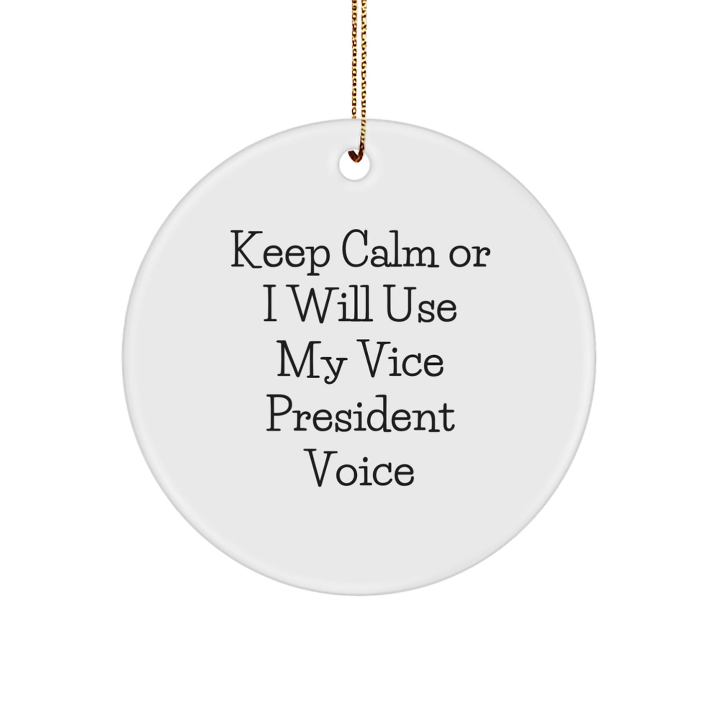 Funny Vice President Gifts from Friends to Office Vice President for Christmas Unique Circle Ornaments with 'Keep Calm Or I Will Use My Vice President Voice' Quote - Image 1