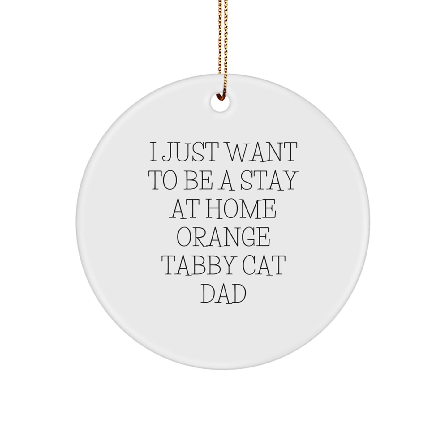 Funny Orange Tabby Cat Dad Gifts from Men Christmas Unique Gifts for Orange Tabby Cat Lovers, Orange Tabby Cat Circle Ornament - I Just Want To Be A Stay At Home Orange Tabby Cat Dad - Image 1