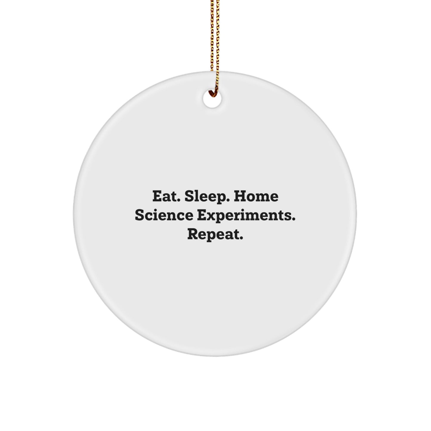 Funny Home Science Experiments Gifts for Happy Kids Circle Ornament - Eat Sleep Home Science Experiments Repeat - Great Christmas Unique Gift - Image 1