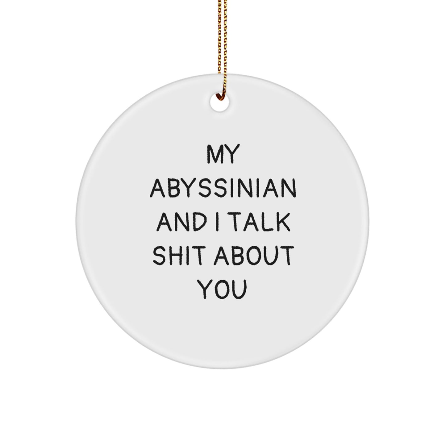Abyssinian Cat Circle Ornament Funny Gift for Friends, Family, or Coworkers - Image 1