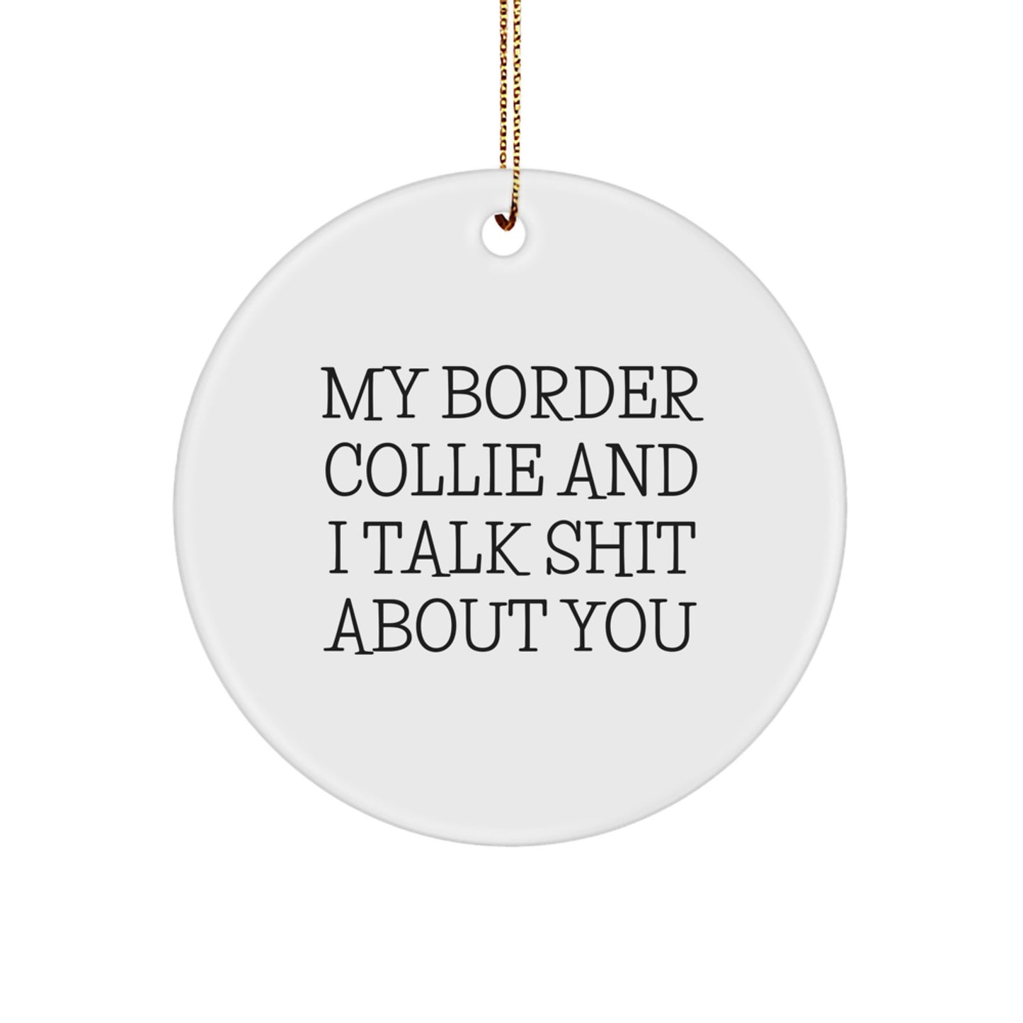 Funny Border Collie Dog Gifts from Family for Men - Unique Circle Ornament with 'My Border Collie And I Talk Shit About You' Quote for Christmas - Image 1
