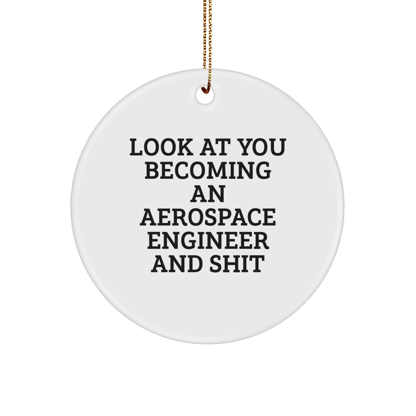 Funny Aerospace Engineer Gifts for Him - Inspirational Ornament, Look At You Becoming And Shit, Circle Shaped, White, Christmas Unique Gifts - Image 1