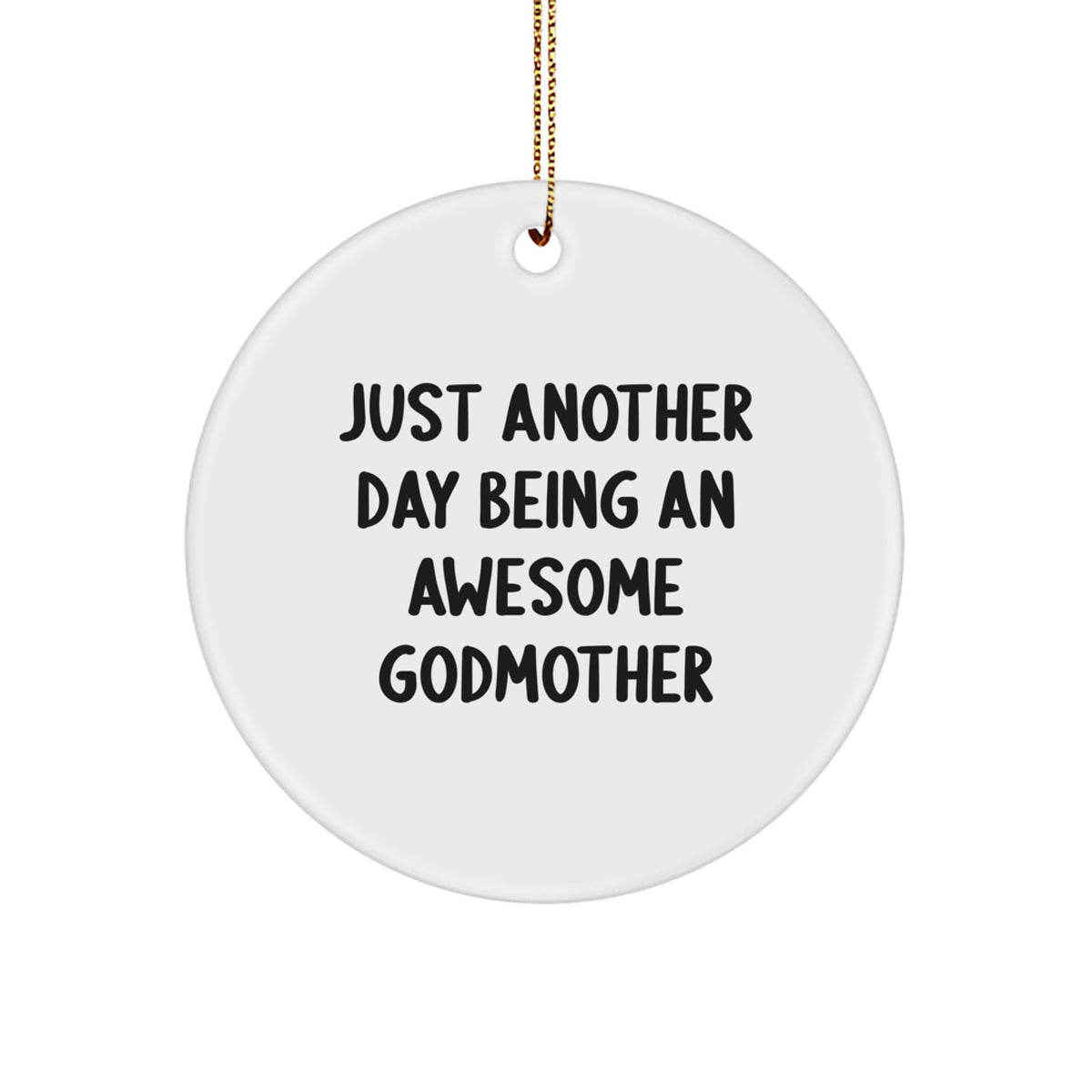 Christmas Gift for Her Godmother Ornament Present White Circle - Image 1