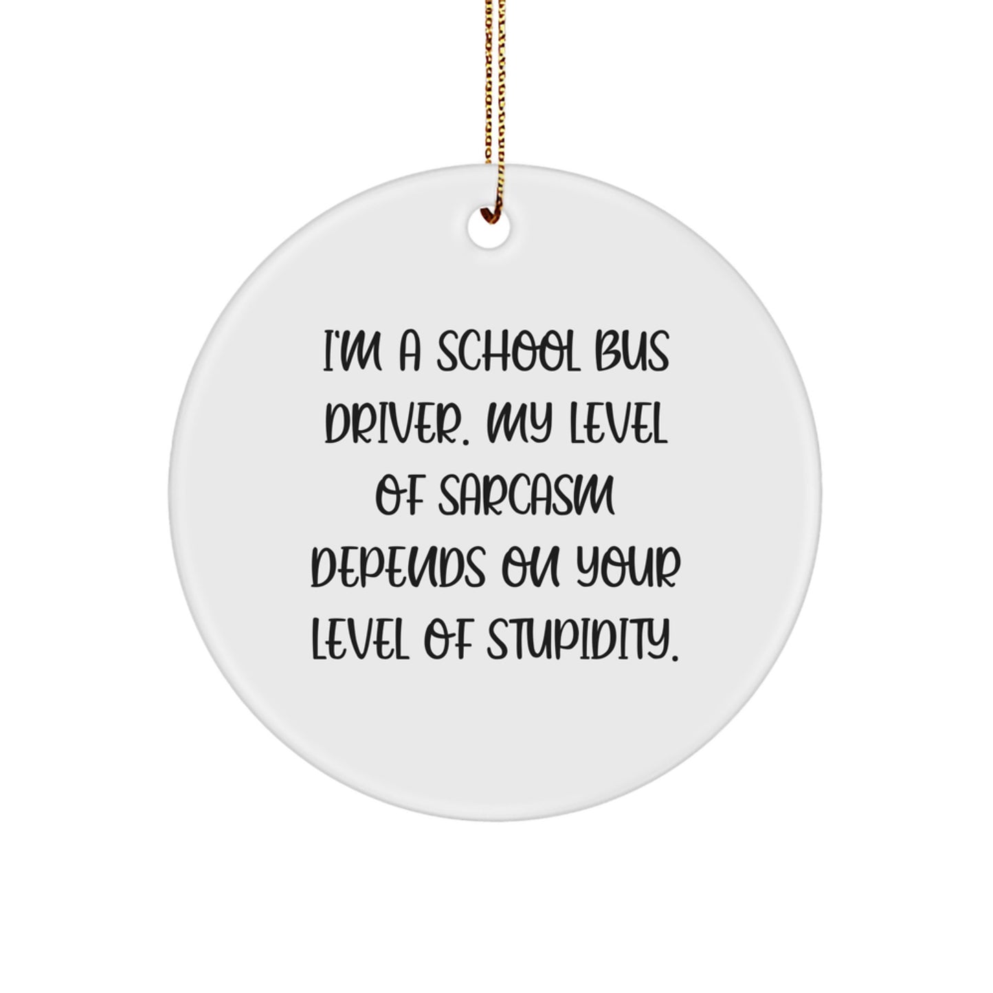 Funny School Bus Driver Gifts for Christmas, Sarcastic Quote Circle Ornament, Gifts from Friends to School Bus Driver, Humorous School Bus Driver Decor - Image 1