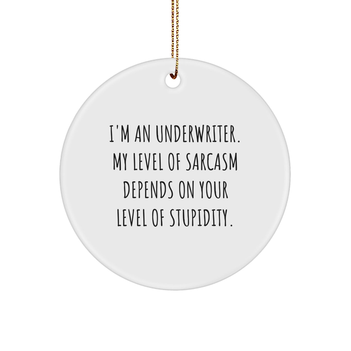 Funny Underwriter Gifts from Friends - Circle Ornament for Underwriter, Sarcasm Humor for Christmas Unique Gifts - Image 1
