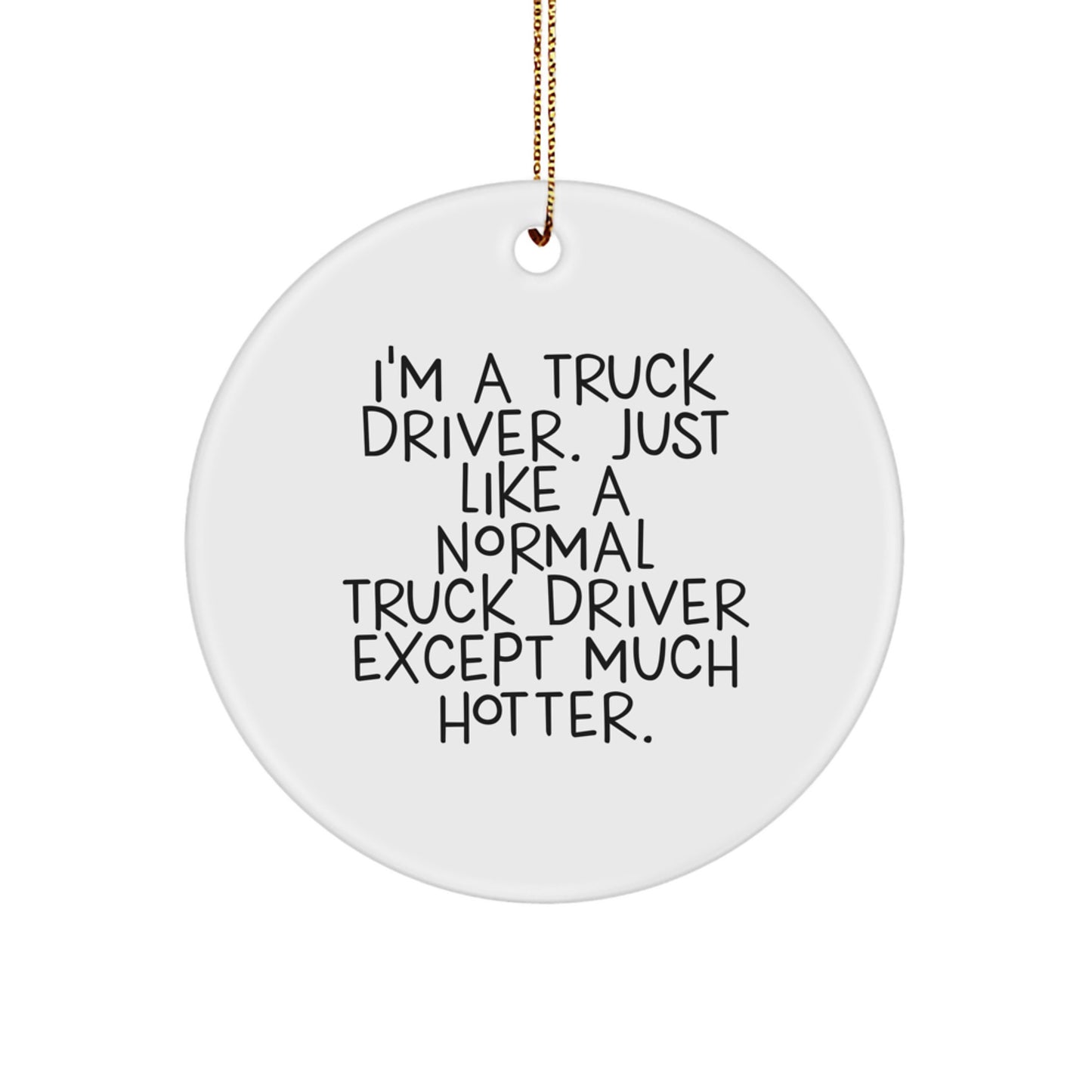 Funny Truck Driver Gifts for Men, 'I'm A Truck Driver. Just Like A Normal Truck Driver Except Much Hotter.' Circle Ornament, Christmas Unique Gifts from Friends - Image 1