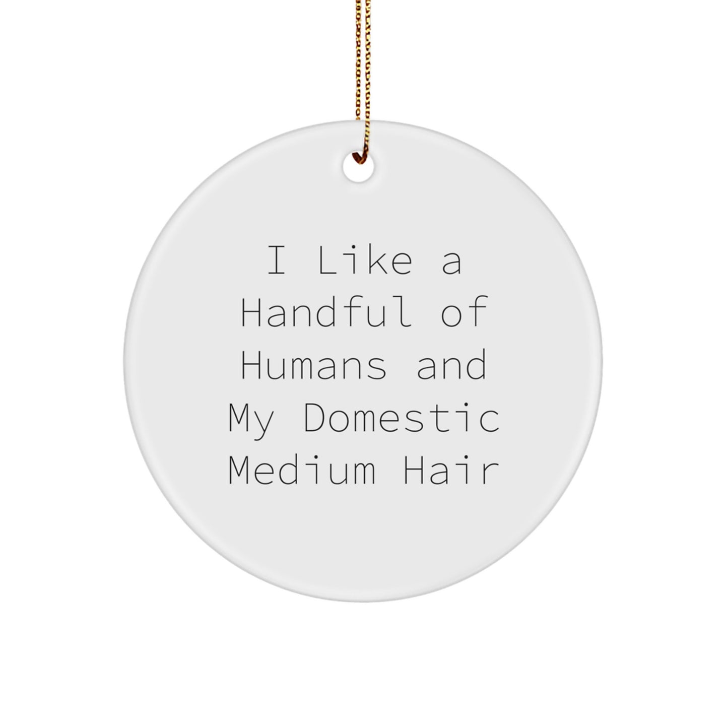 Funny Domestic Medium Hair Gifts for Men, Women, Friends, or Family - 'I Like A Handful Of Humans And My Domestic Medium Hair' Christmas Unique Circle Ornament - Image 1