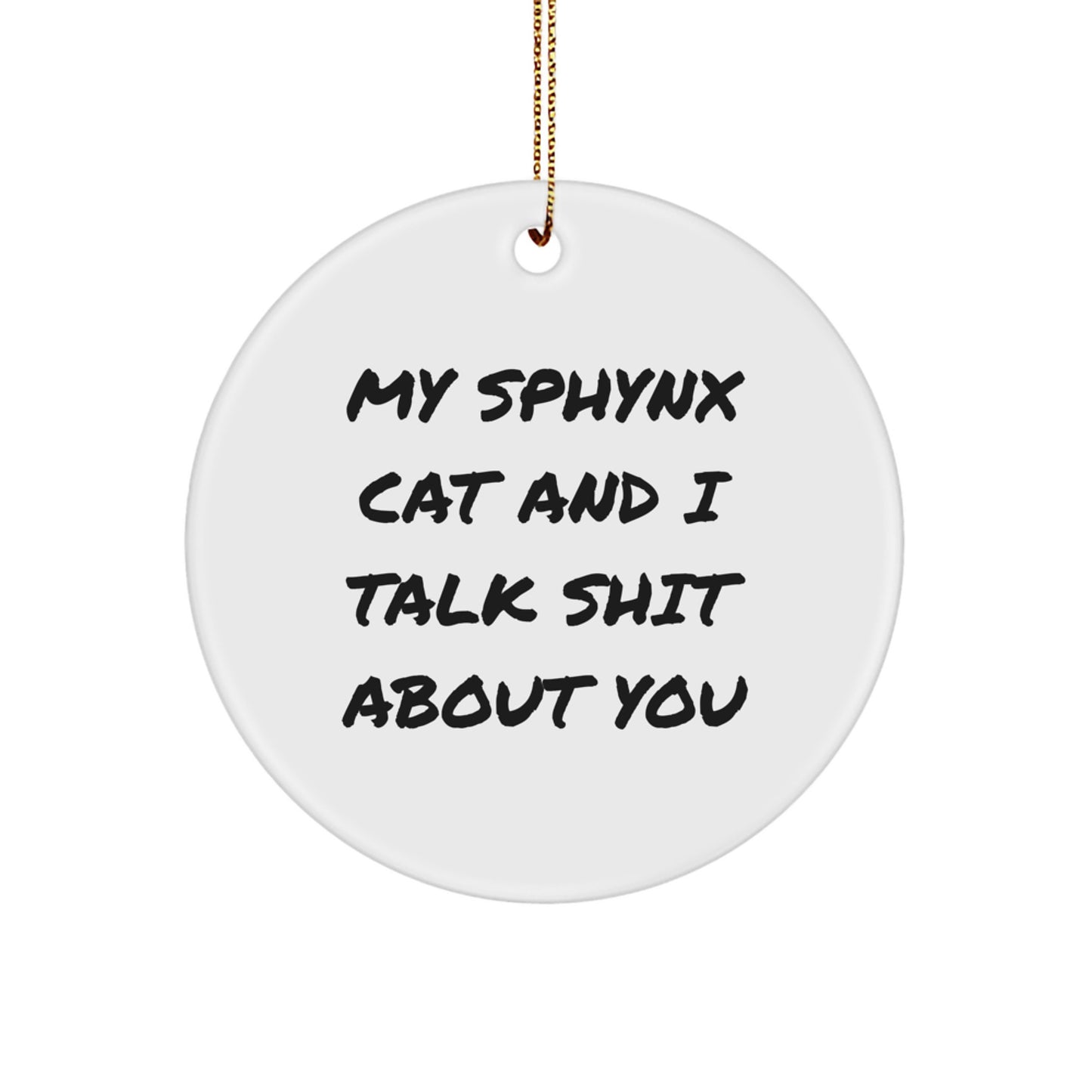 Christmas Gift for Her Sphynx Cat Circle Ornament Present - Image 1