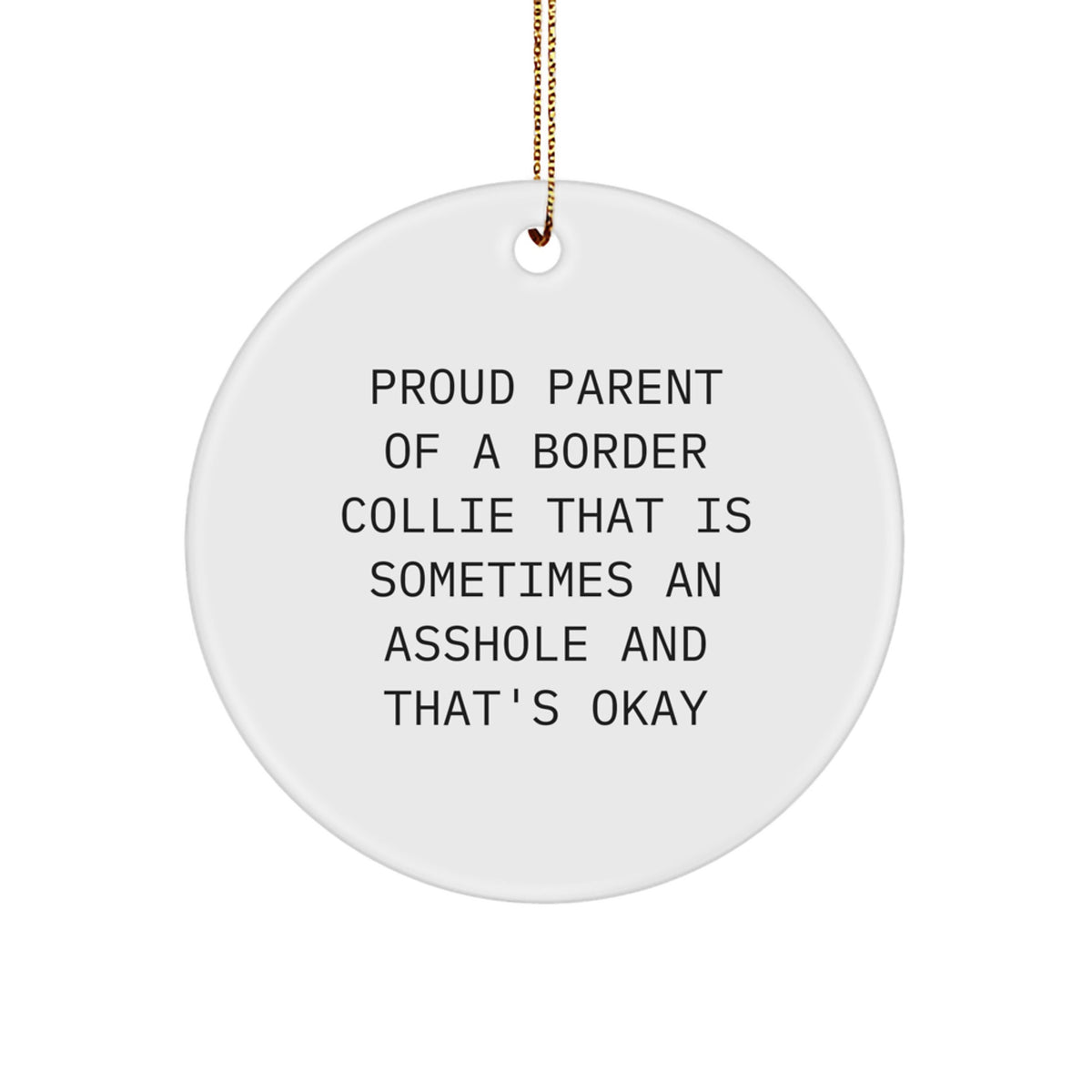 Funny Border Collie Dog Gifts for Friends, Christmas Unique Circle Ornaments, Proud Parent Quote, Gifts from Women - Image 1