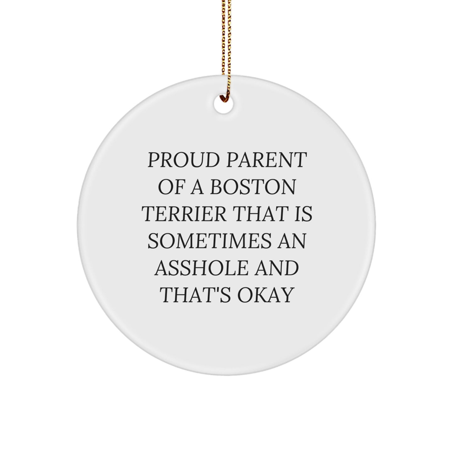 Funny Boston Terrier Circle Ornament Christmas Gift for Friends - Image 1