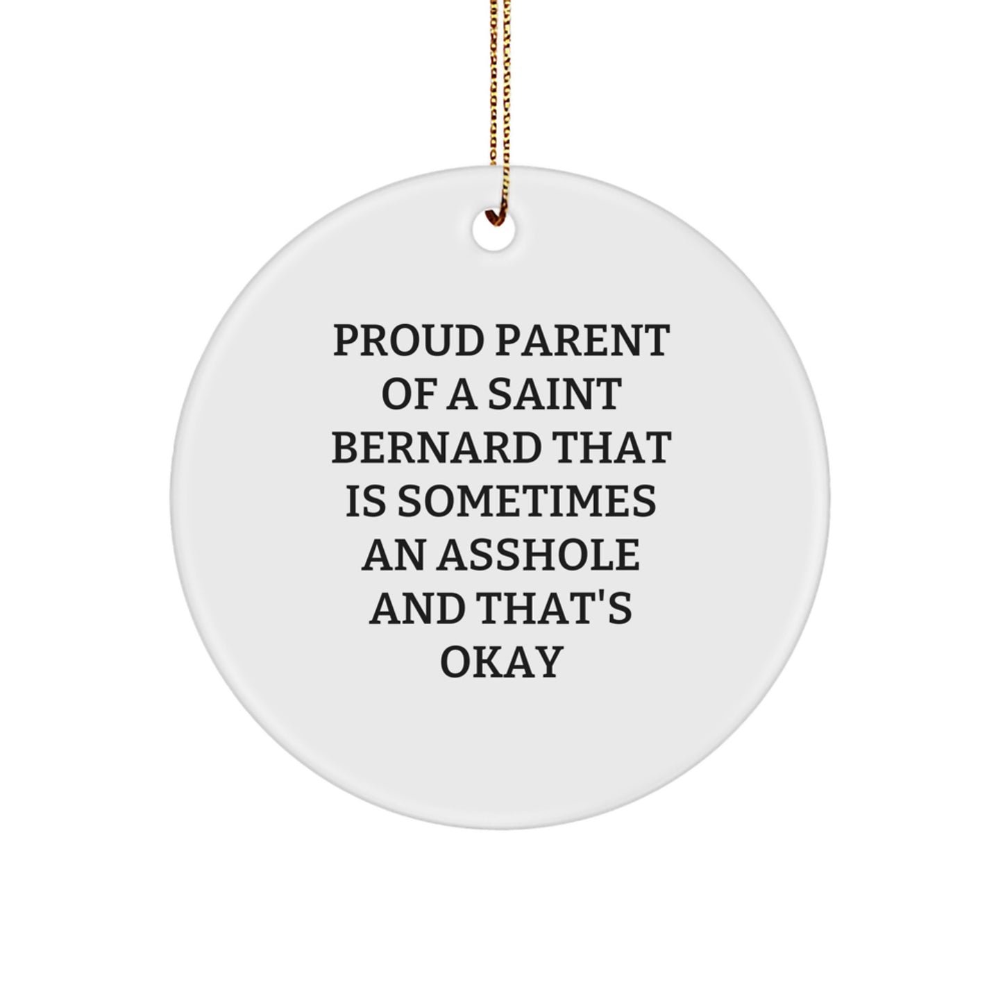 Saint Bernard Dog Christmas Circle Ornament, Funny Gift from Friends to Proud Parents - Image 1