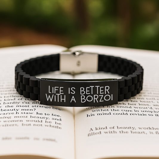 Borzoi Dog Lover Gifts from Friends for Valentine's Glide lock Clasp Bracelet Life Is Better With A Borzoi - Image 2
