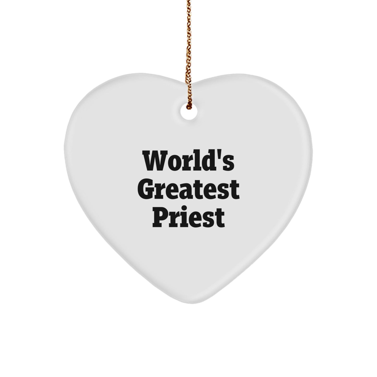 Funny World's Greatest Priest Gifts for Priest, Heart Ornament for Men by Gifts from Men, Christmas Unique Gifts for Priest - Image 1