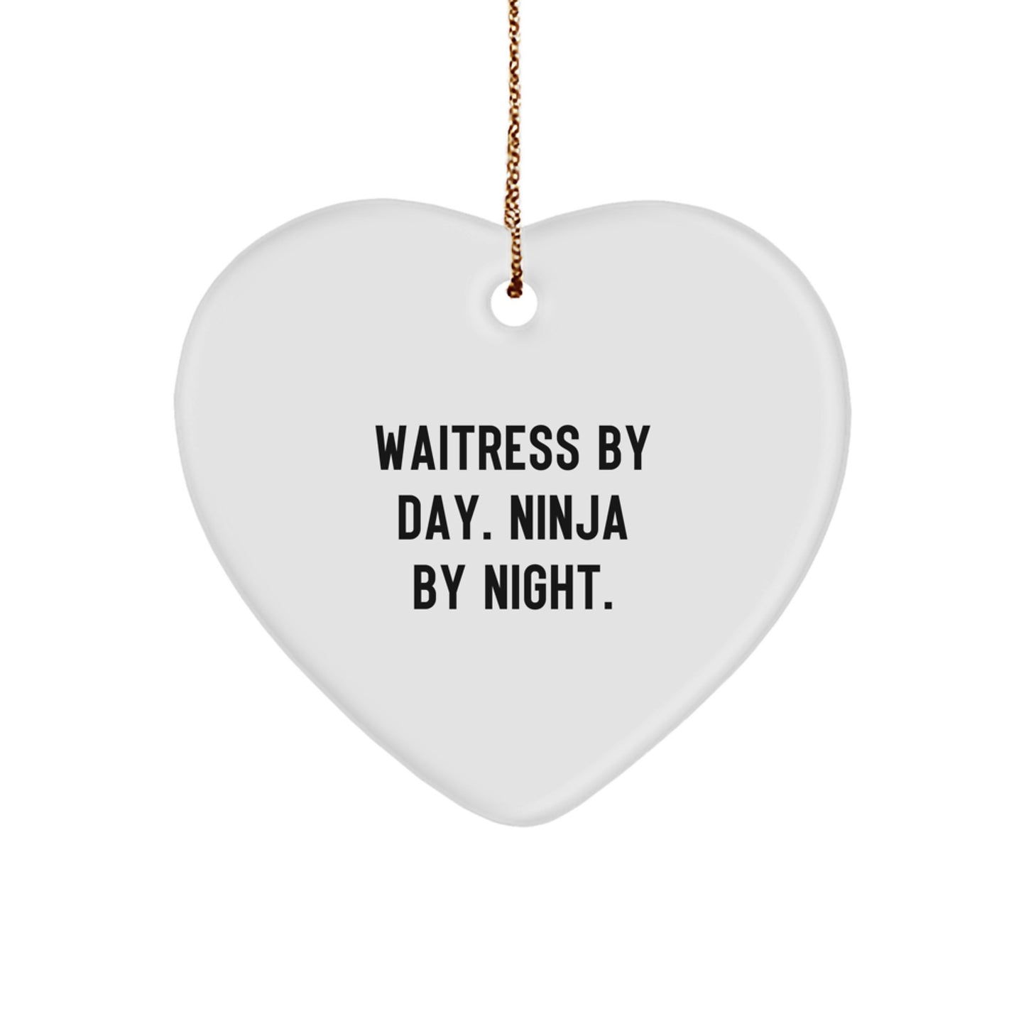 Funny Waitress Gifts from Men to Women, Heart Ornament for Christmas Unique Presents - Image 1