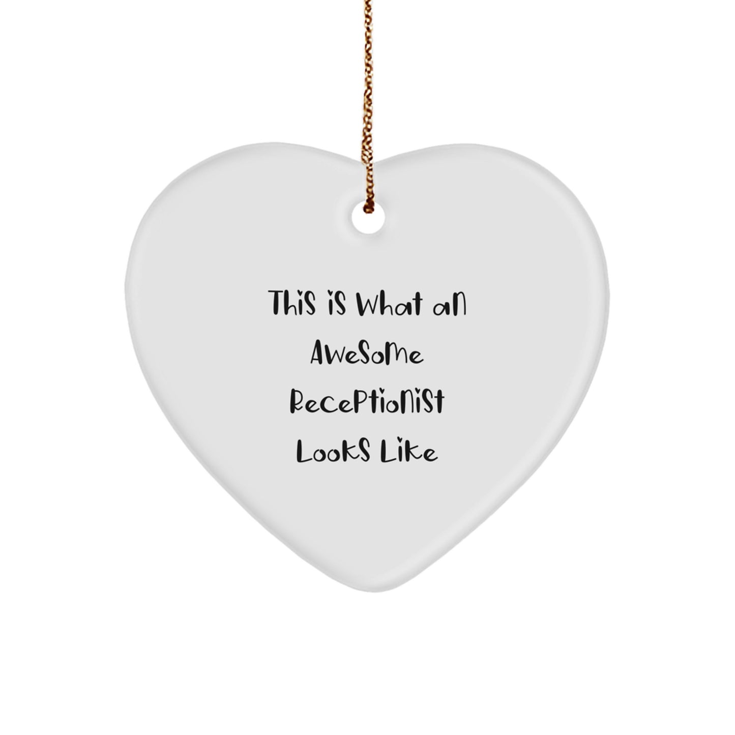 Funny Receptionist Heart Ornament Gifts from Friends for Coworkers - Christmas Unique Gifts for Office Receptionist - Inspirational Quote Heart Shaped Ornament - Image 1
