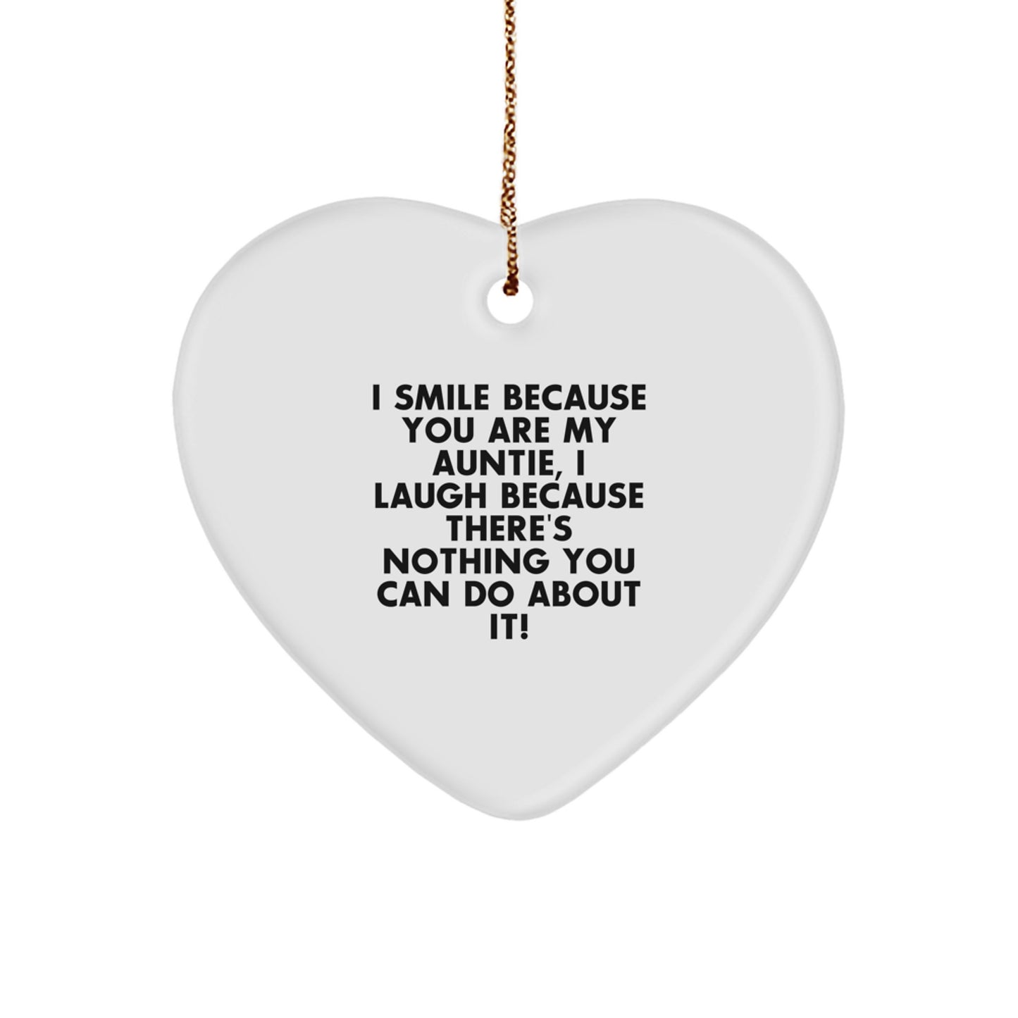 Funny Auntie Gifts from Family, Heart Ornament with Smile Quote, Perfect Christmas Unique Gifts for Auntie - Image 1