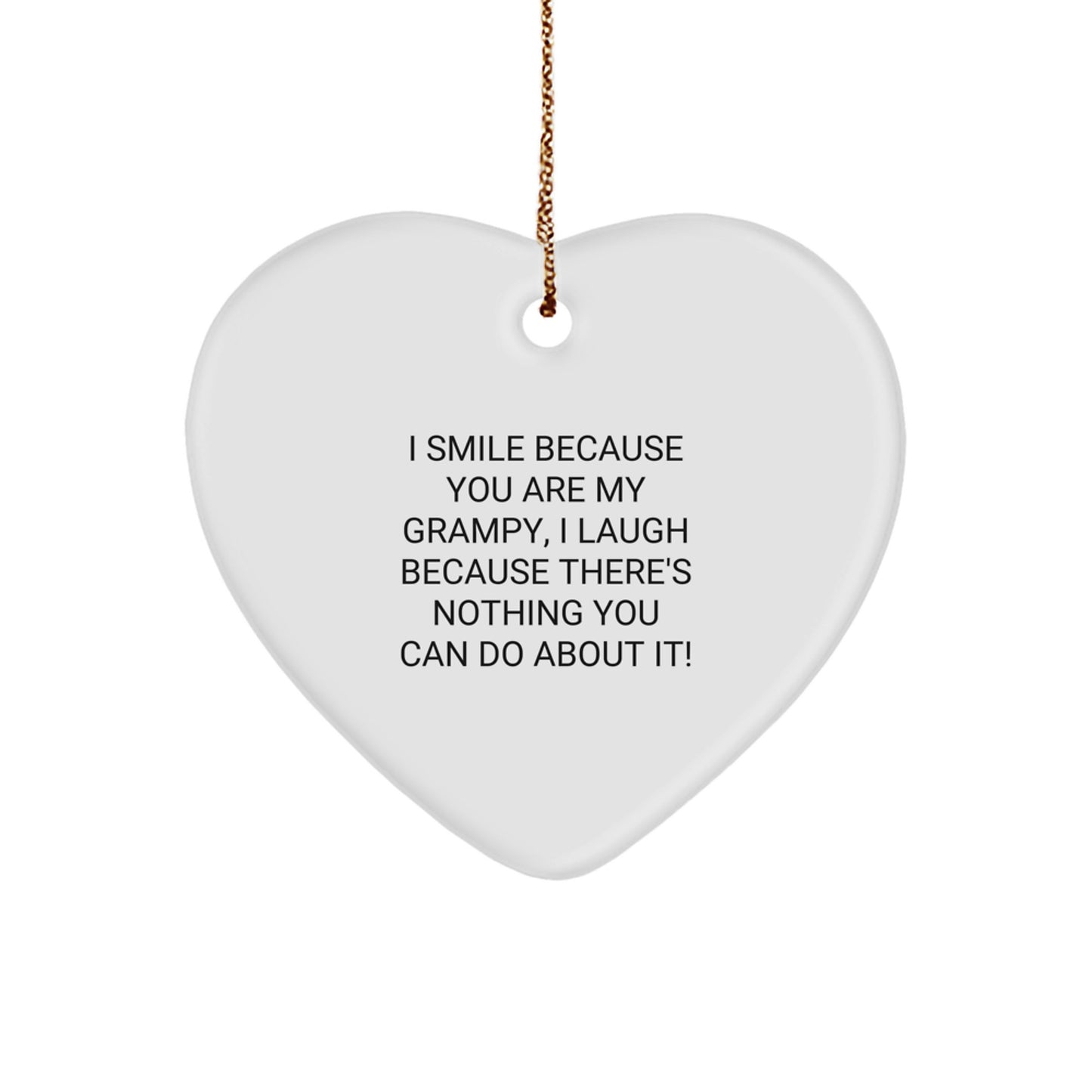 Funny Grampy Gifts from Family - I Smile Because You Are My Grampy, Heart Ornament for Grampy, Christmas Unique Gift - Image 1