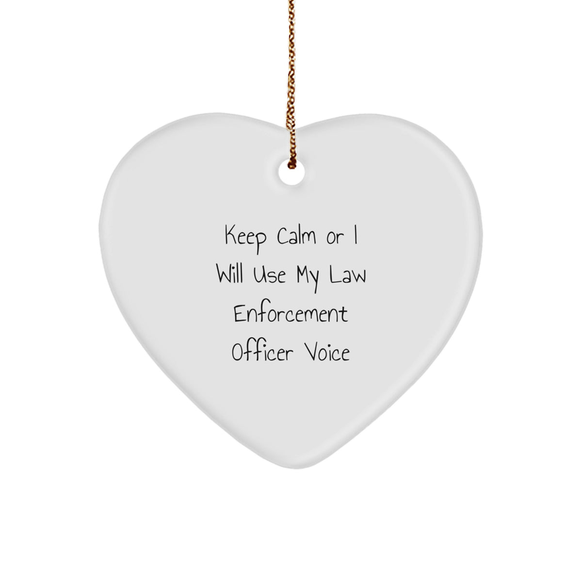 Keep Calm Law Enforcement Officer Heart Ornament Gift for Friends Xmas - Image 1