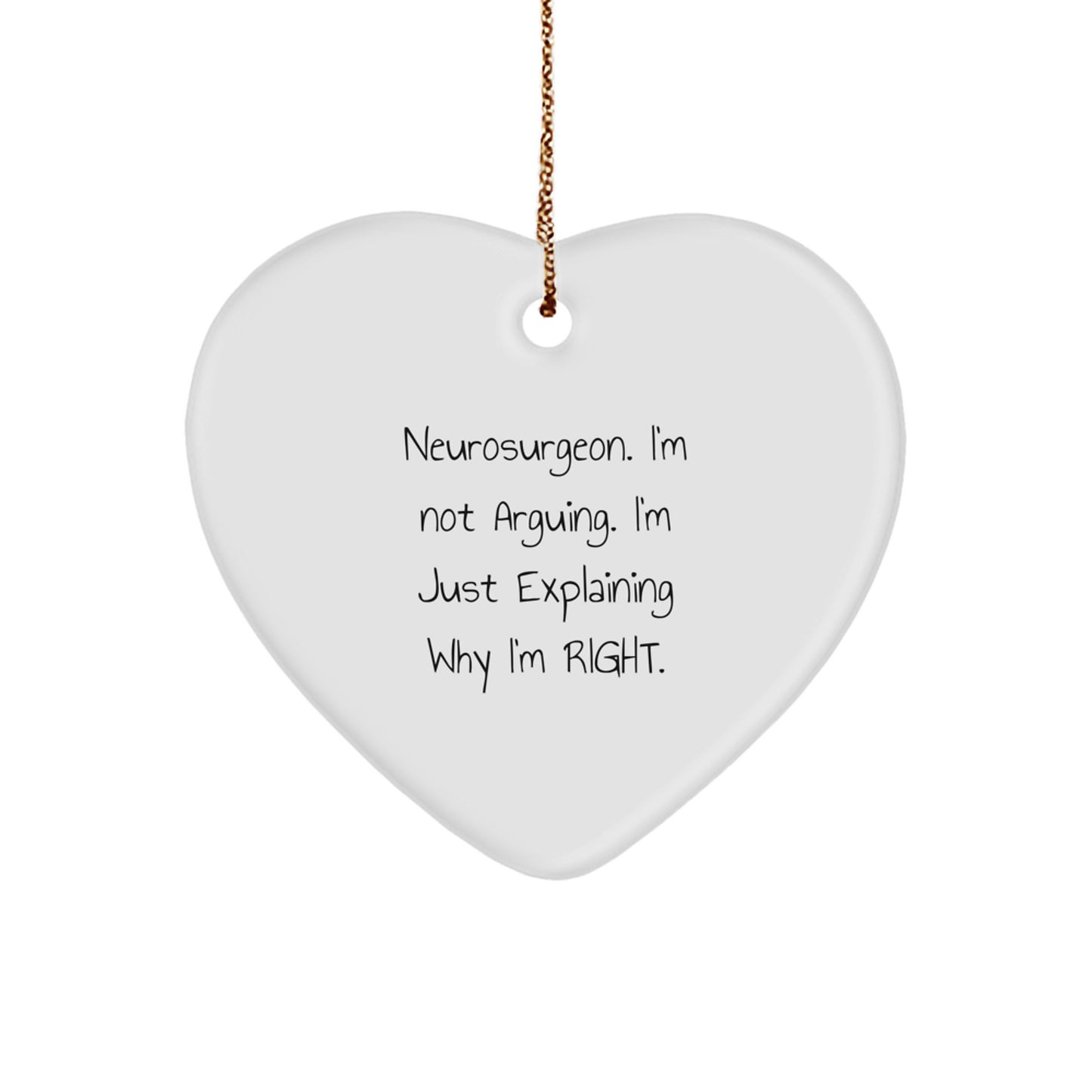 Funny Neurosurgeon Gifts from Friends to Friends, Heart Ornament for Neurosurgeon Men, Cute Christmas Unique Gifts for Him or Her, Explaining Why I'm Right - Image 1