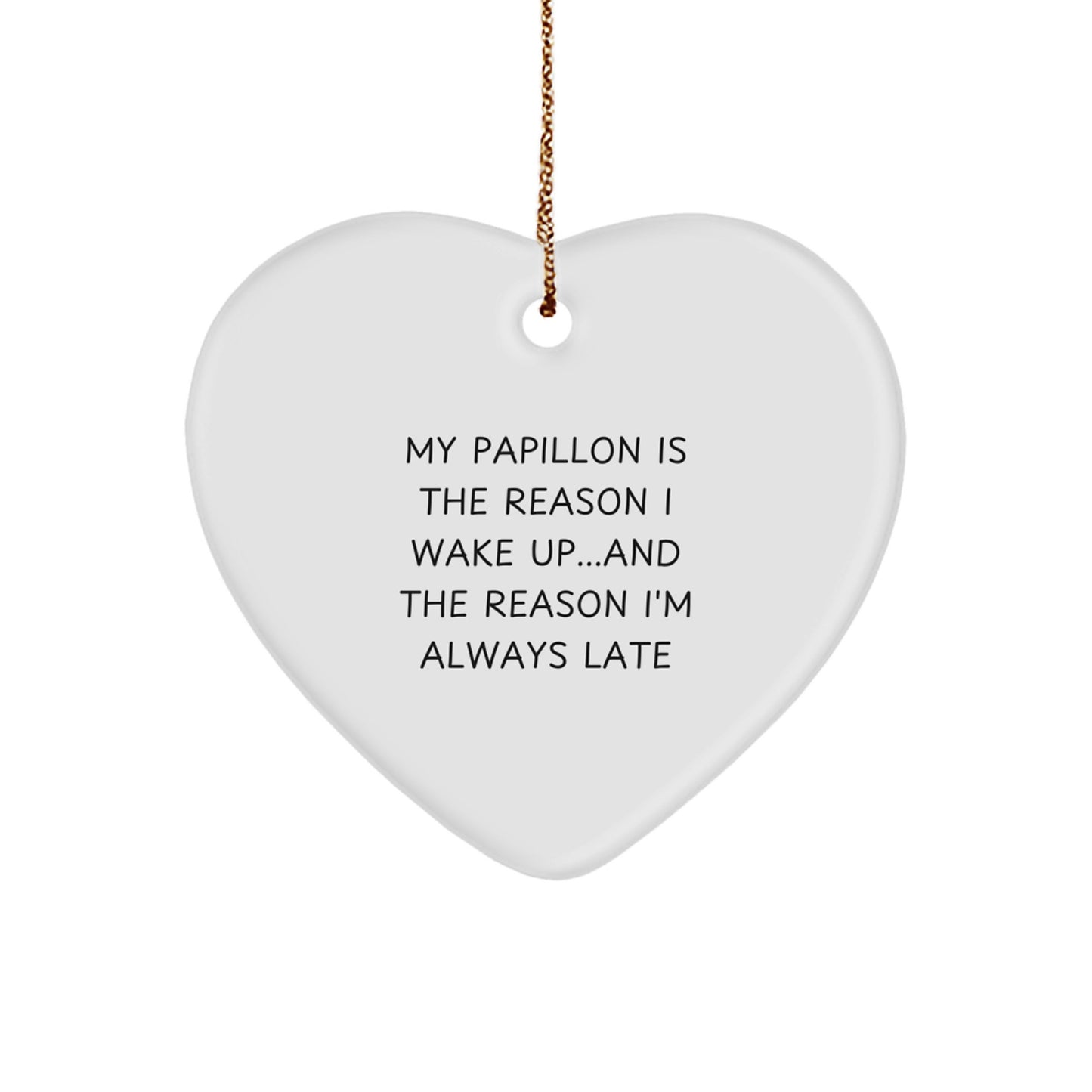 Funny Papillon Dog Lover Christmas Unique Gifts from Mom to Daughter Heart Ornament - Image 1