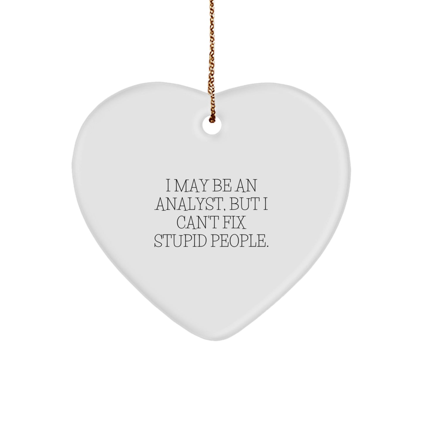 Funny Analyst Gifts from Friends, Heart Ornament for Christmas Unique Gifts, I May Be An Analyst But I Cant Fix Stupid People Quote - Image 1