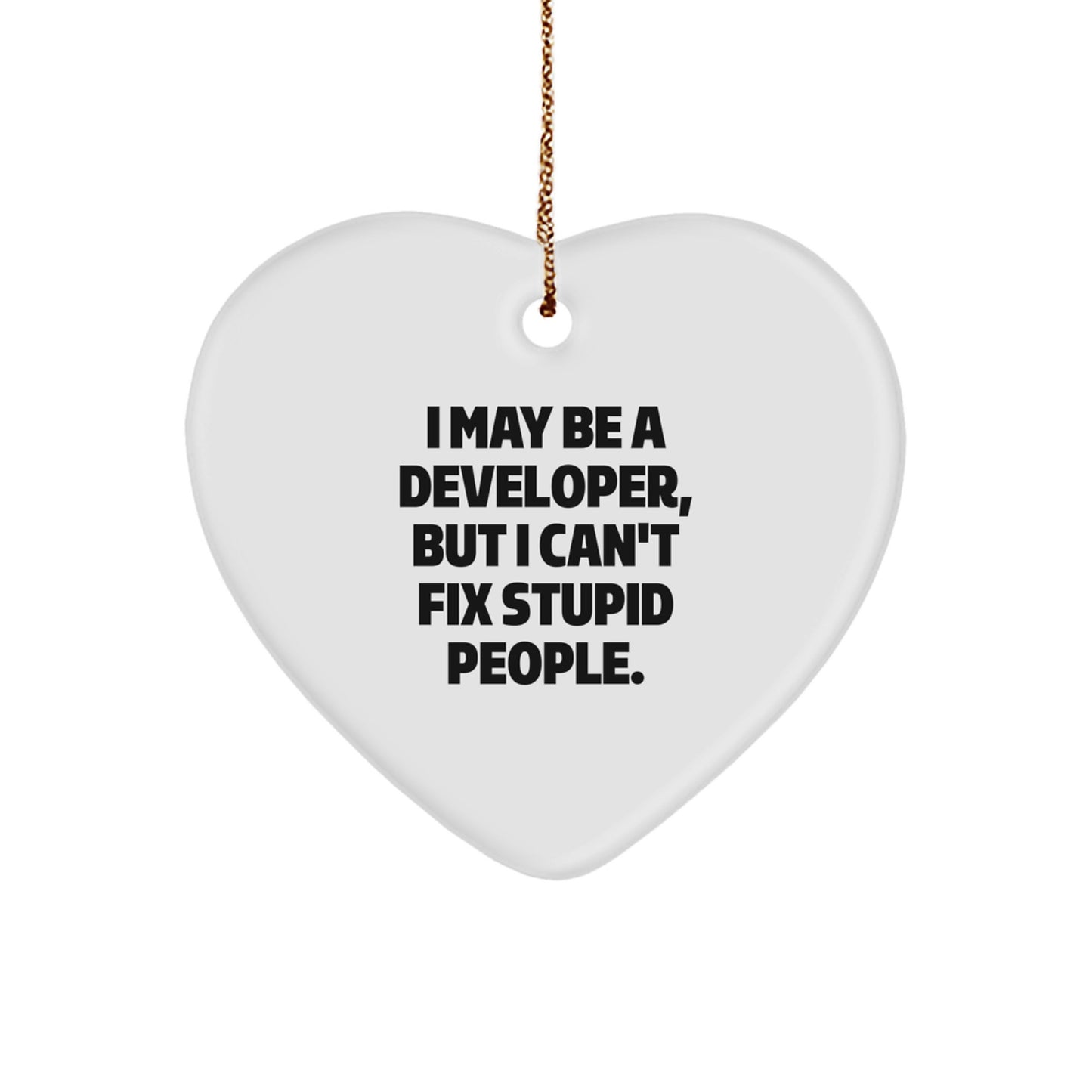 Funny Developer Heart Ornament Gifts from Friends, Coworkers, or Family for Him or Her - I May Be A Developer, But I Can't Fix Stupid People, Christmas Unique Gifts for Men, Women - Image 1