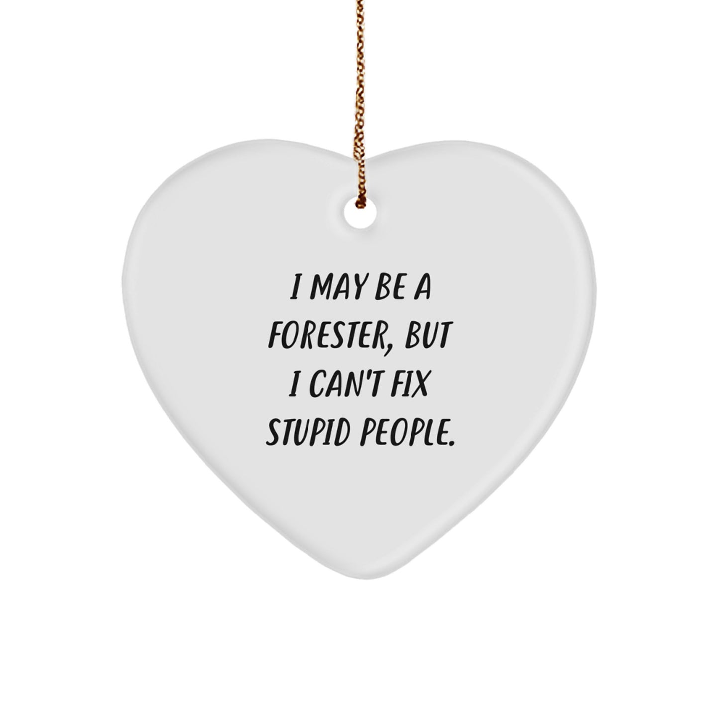 Funny Forester Gifts from Friends for Men - Heart Ornament with 'I May Be A Forester, But I Can't Fix Stupid People.' Quote, Unique Christmas Decorations Gifts - Image 1